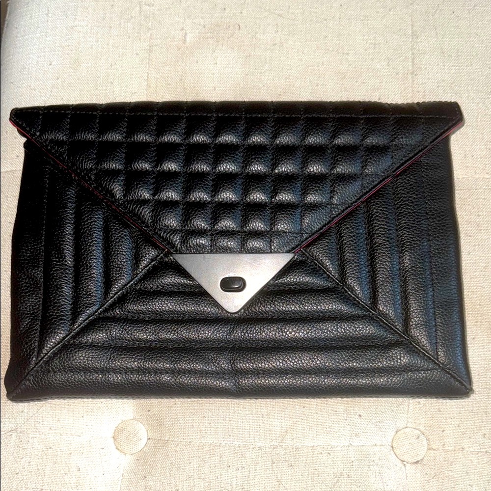 L.A.M.B. Black Quilted Geometric Clutch